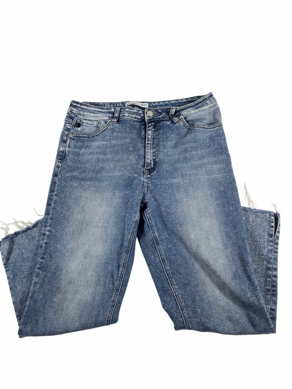 KanCan Women's Straight Leg Faded Blue Denim Jeans